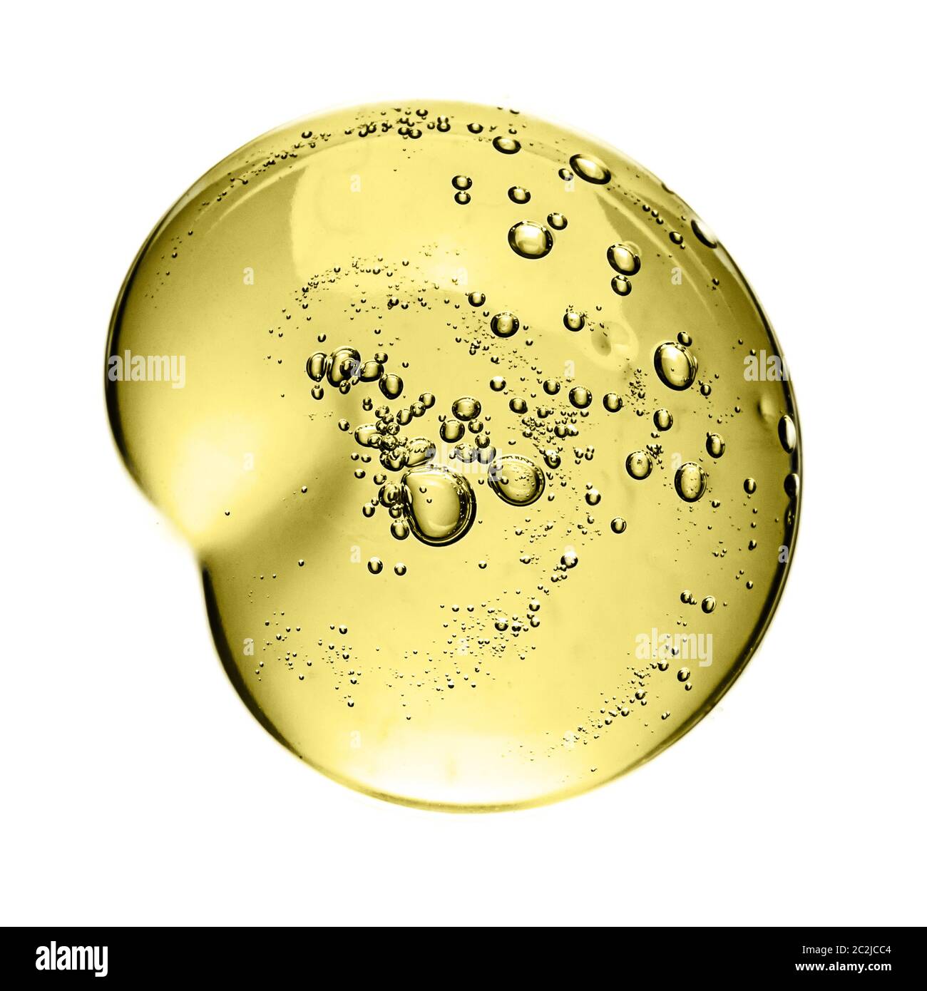 Cosmetic Cream Gel Texture Isolated On White Background. Close Up Of Green Transparent Drop Of Skin Care Product. High Quality Stock Photo
