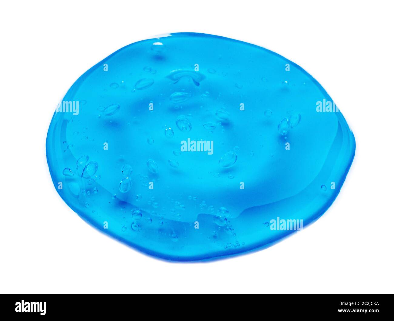 Cream gel transparent cosmetic sample texture with bubbles isolated on white background. Cosmetic cream transparent gel serum te Stock Photo