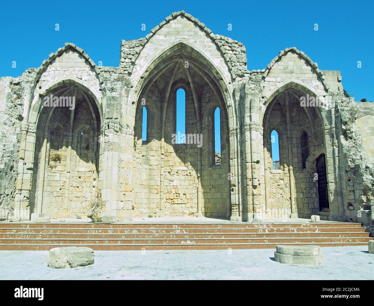the ruined church of our lady of the burgh in rhodes town dating from ...