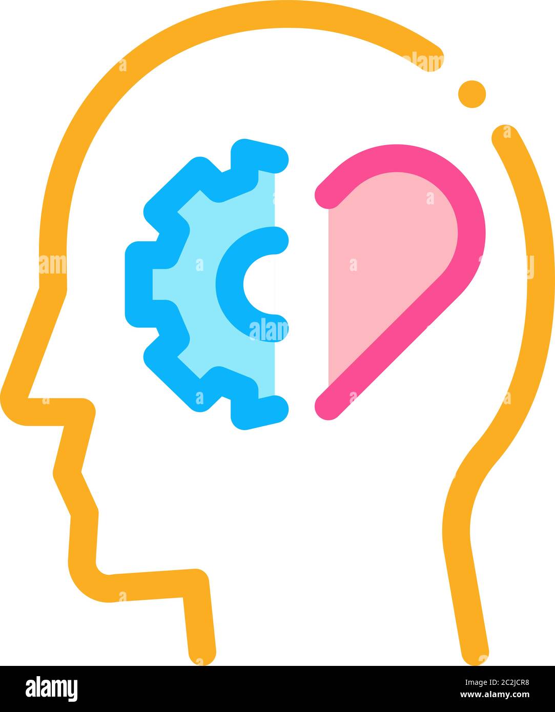 human brain settings and heart icon vector outline illustration Stock ...