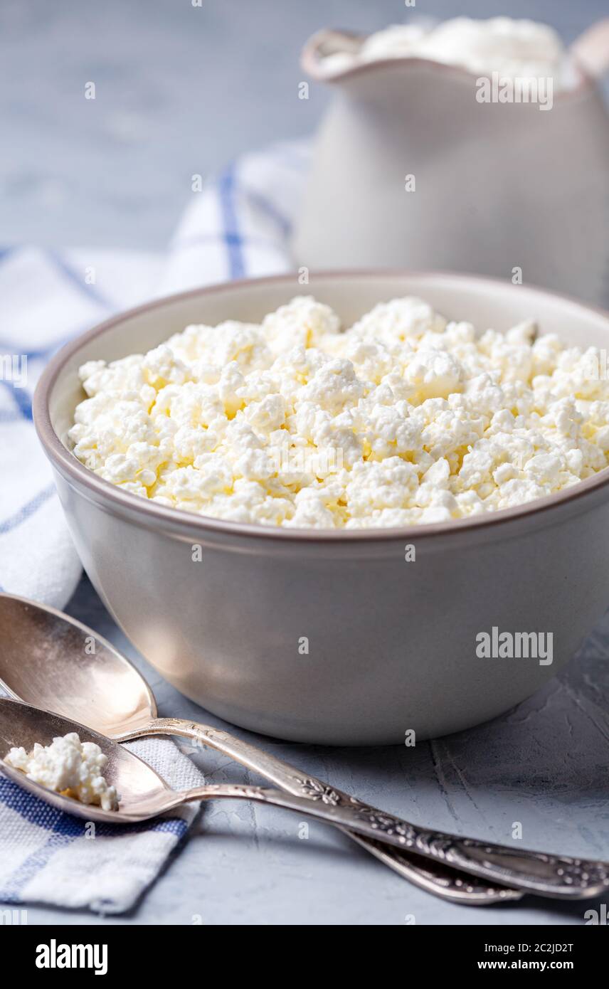 Homemade cottage cheese and sour cream Stock Photo Alamy
