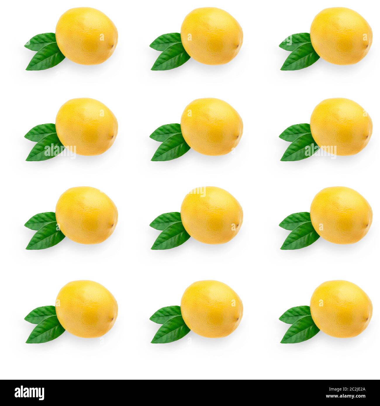 Creative layout made of lemon and leaves. Flat lay. Food concept. Lemon on white background Stock Photo