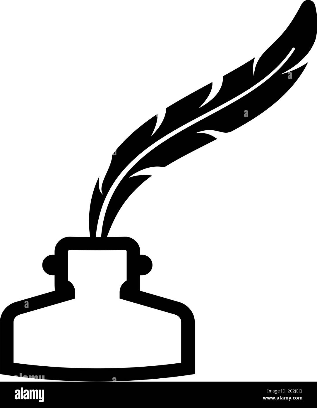 Quill And Ink Bottle Icon Vector Art Illustration Stock Vector