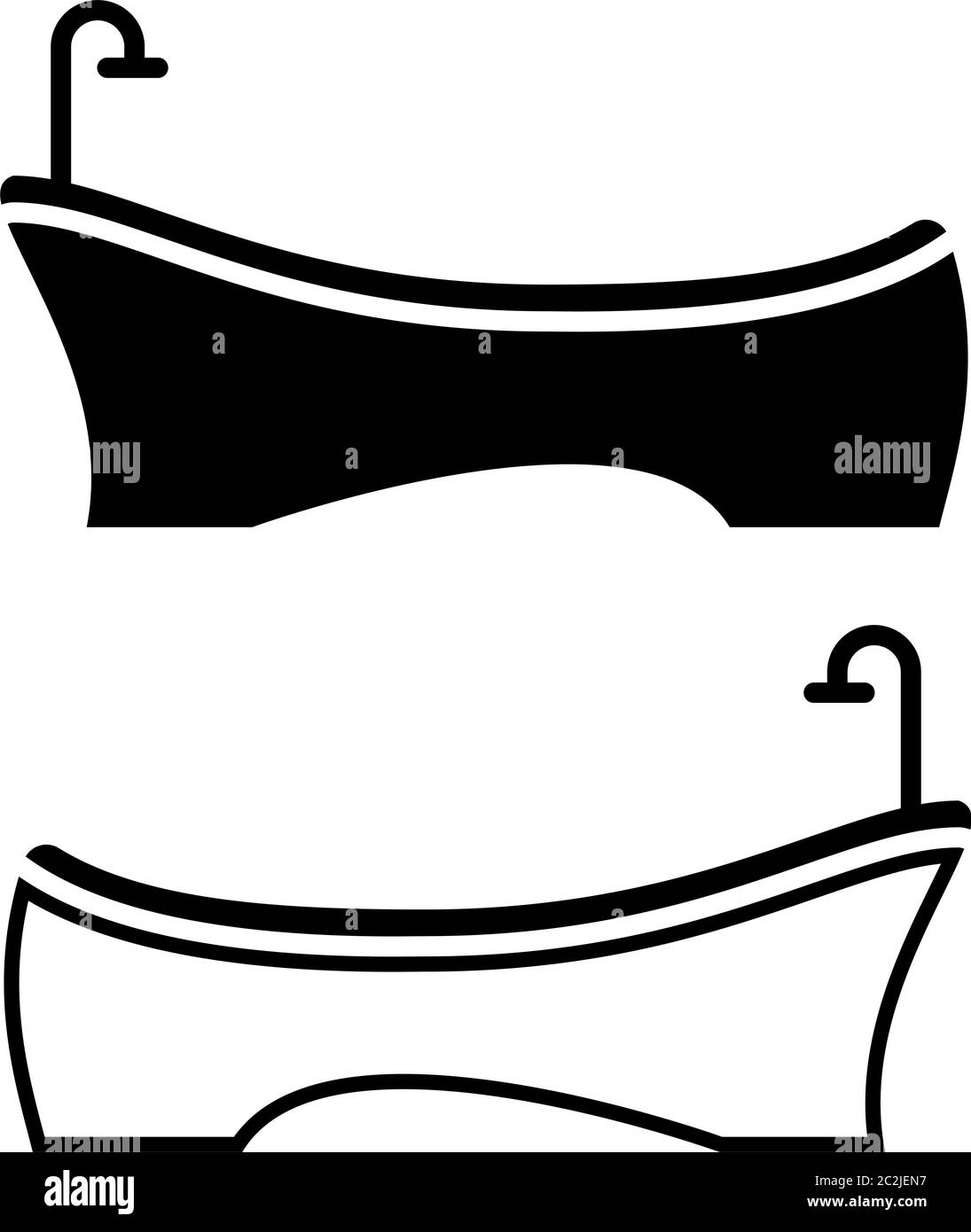 Bathtub And Shower Icon, Bath Tub And Shower Vector Art Illustration