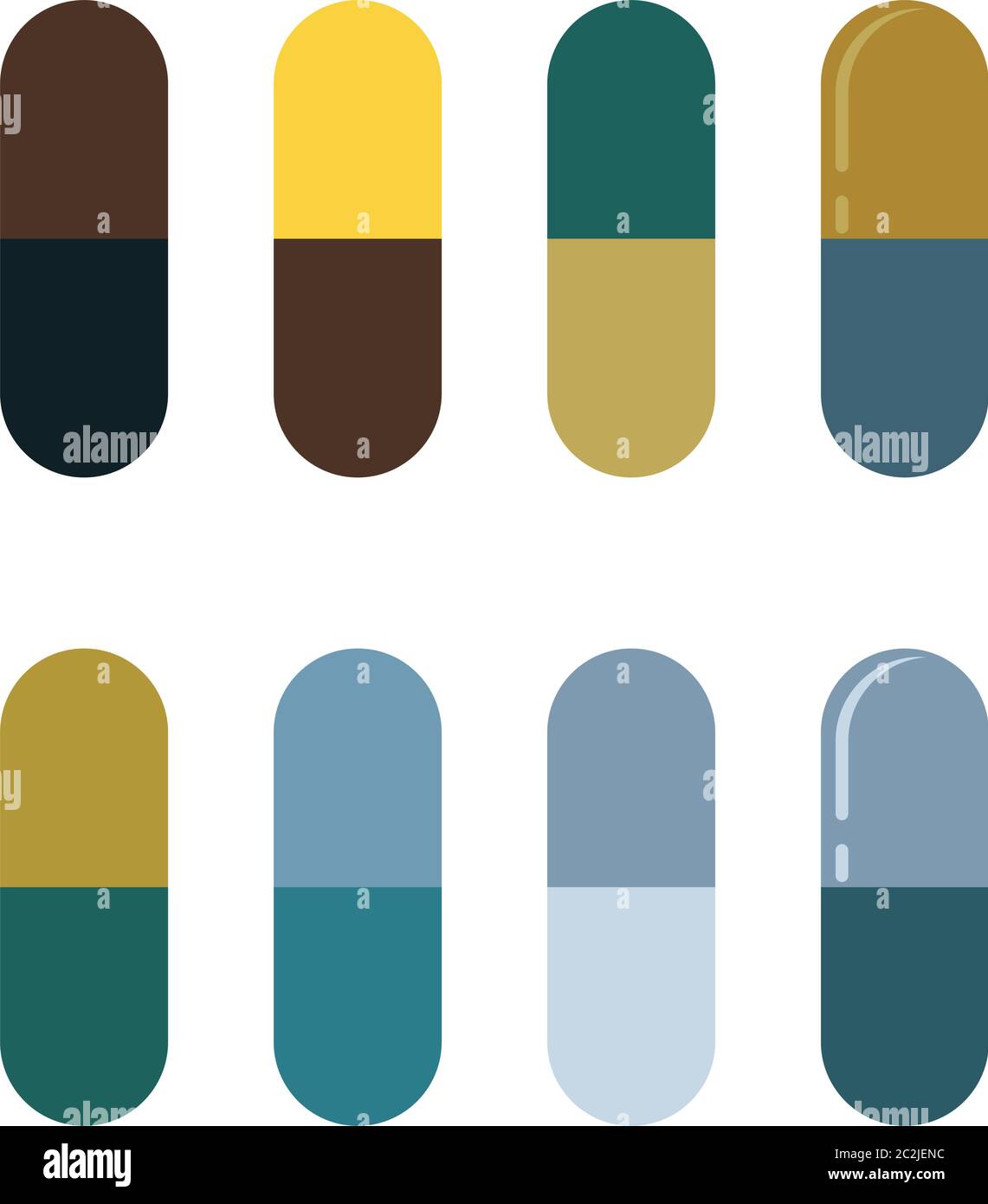 Capsule Pills Icon Collection Vector Art Illustration Stock Vector