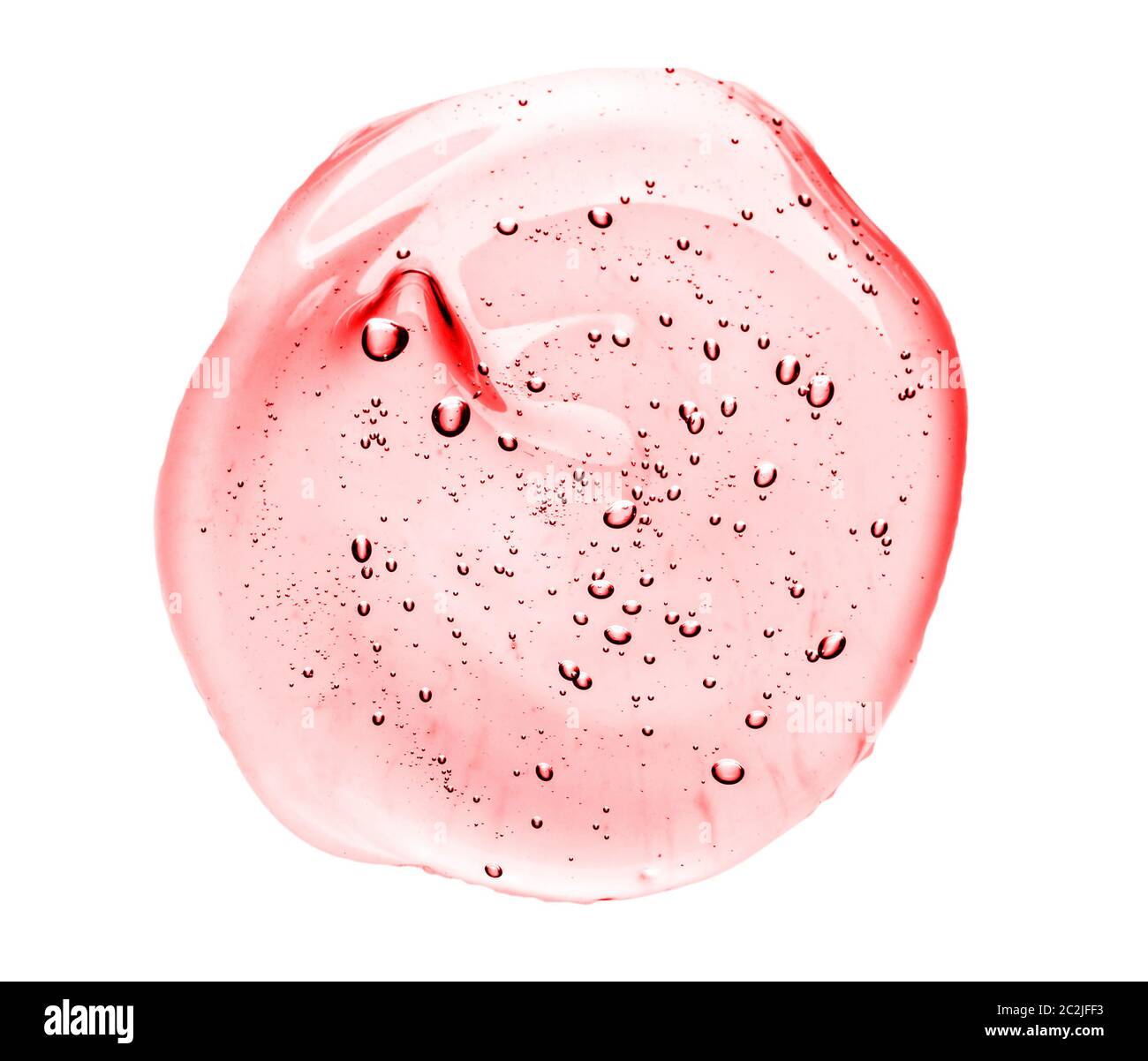 Cosmetic Cream Gel Texture Isolated On White Background. Close Up Of Green Transparent Drop Of Skin Care Product. High Quality Stock Photo