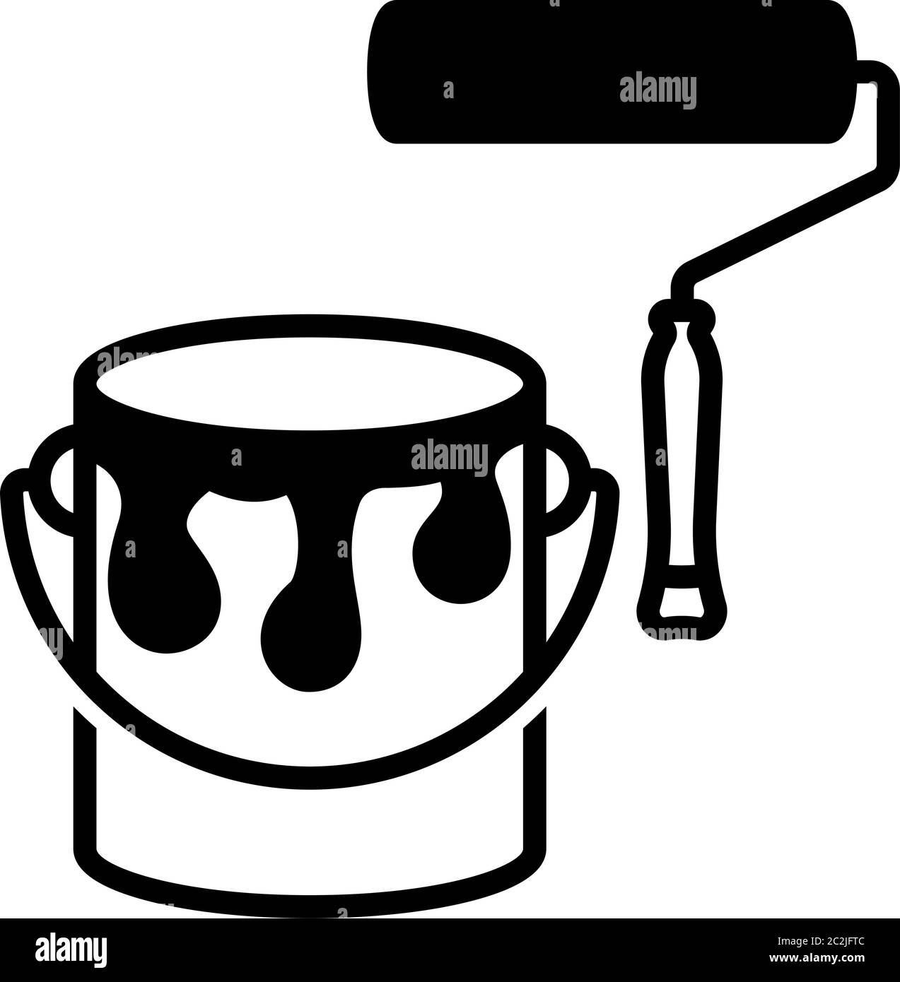 Paint Roller And Paint Bucket Icon Vector Art Illustration Stock Vector
