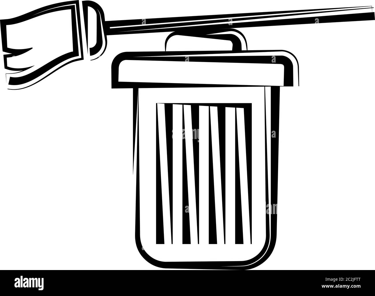 Trash Can And Broom Vector Art Illustration Stock Vector Image & Art