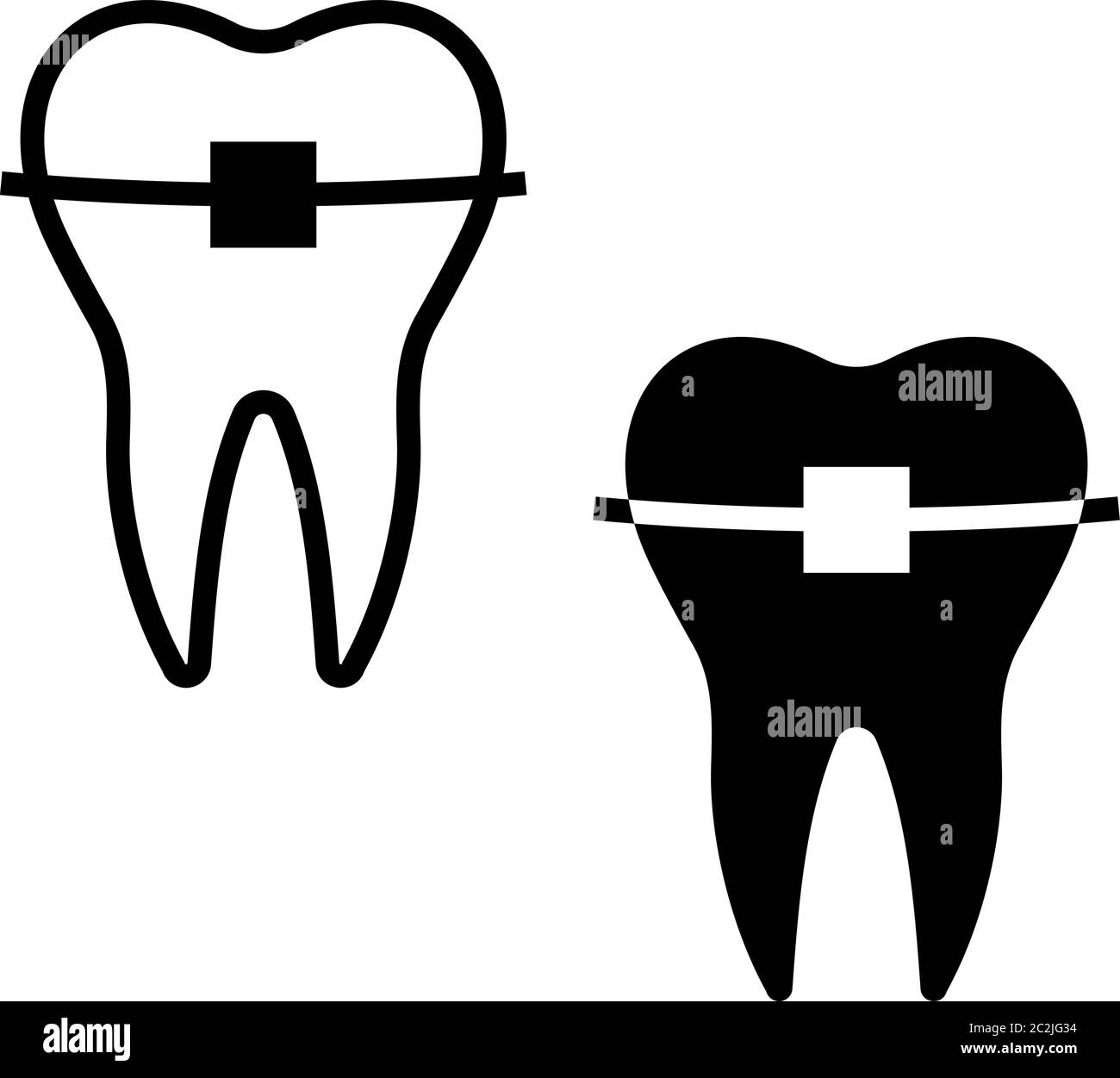 Tooth Braces Icon, Braces Vector Art Illustration Stock Vector