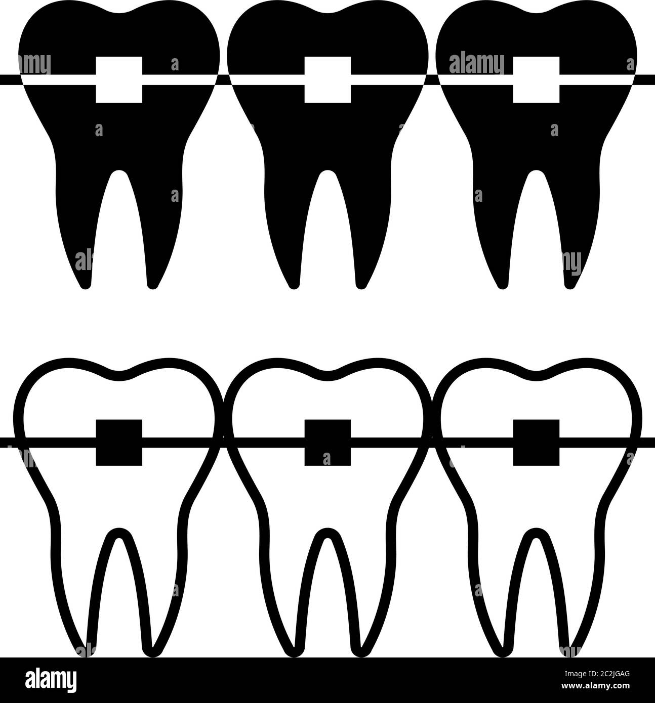 Tooth Braces Icon, Braces Vector Art Illustration Stock Vector