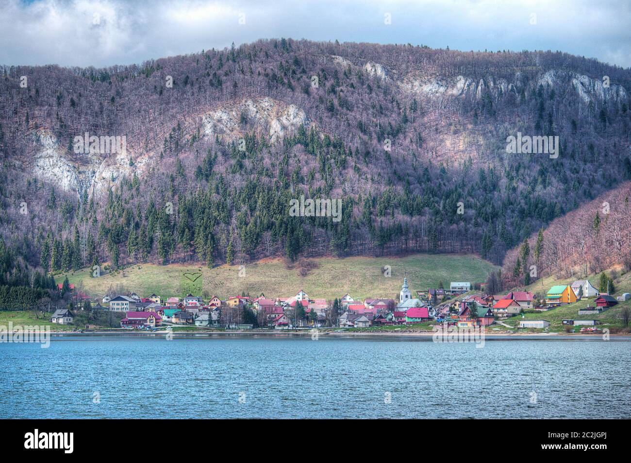 Small village Dedinky in eastern Slovakia under the mountains. Stock Photo
