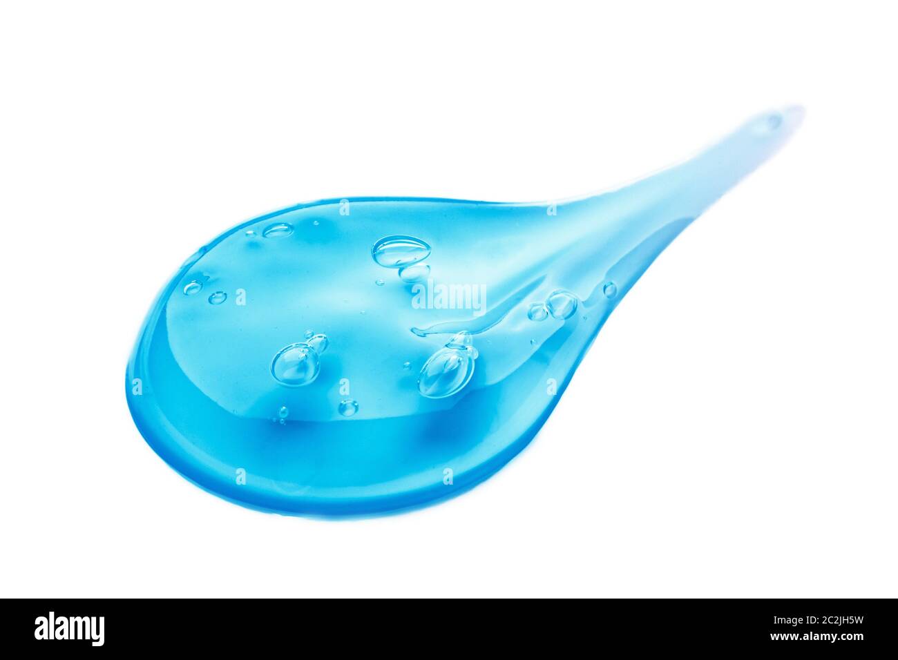 Cosmetic Cream Gel Texture Isolated On White Background. Close Up Of Green Transparent Drop Of Skin Care Product. High Quality Stock Photo