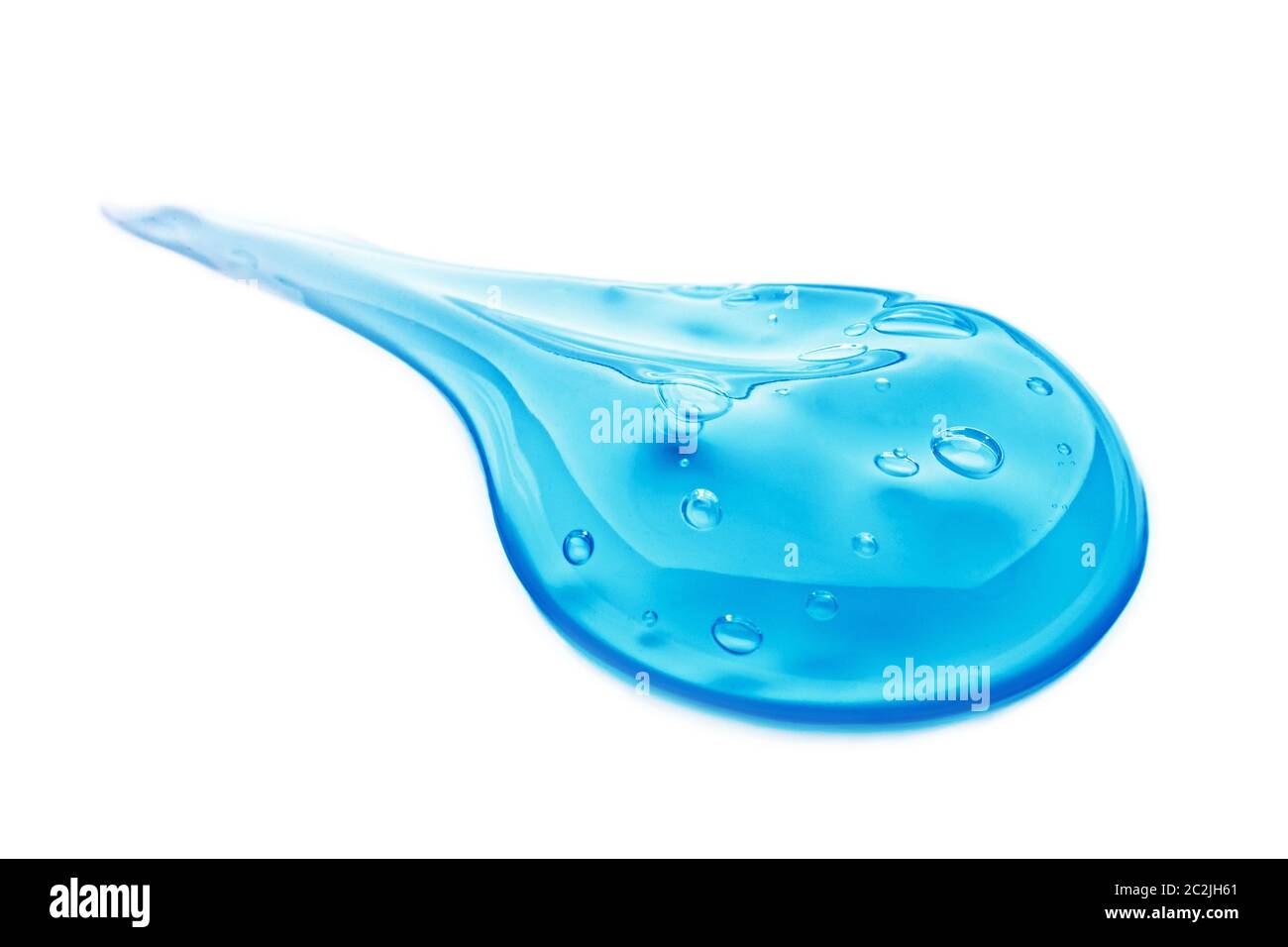 Cosmetic Cream Gel Texture Isolated On White Background. Close Up Of Green Transparent Drop Of Skin Care Product. High Quality Stock Photo