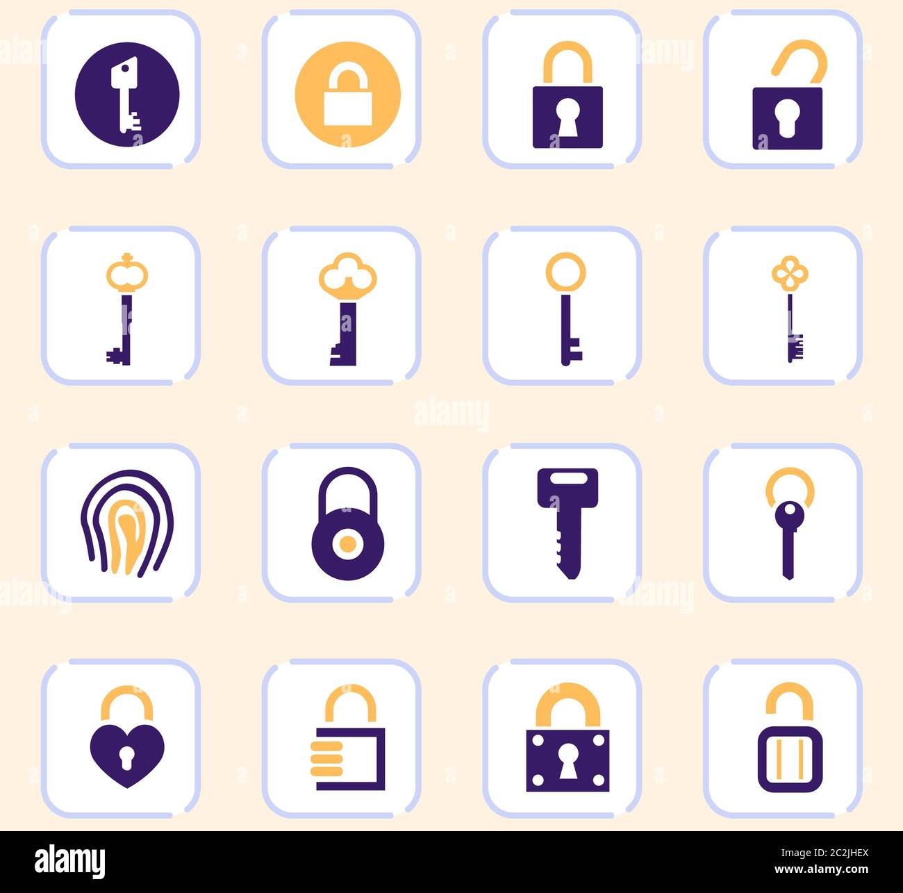 Lock and Key icon set for web sites and user interface Stock Photo - Alamy