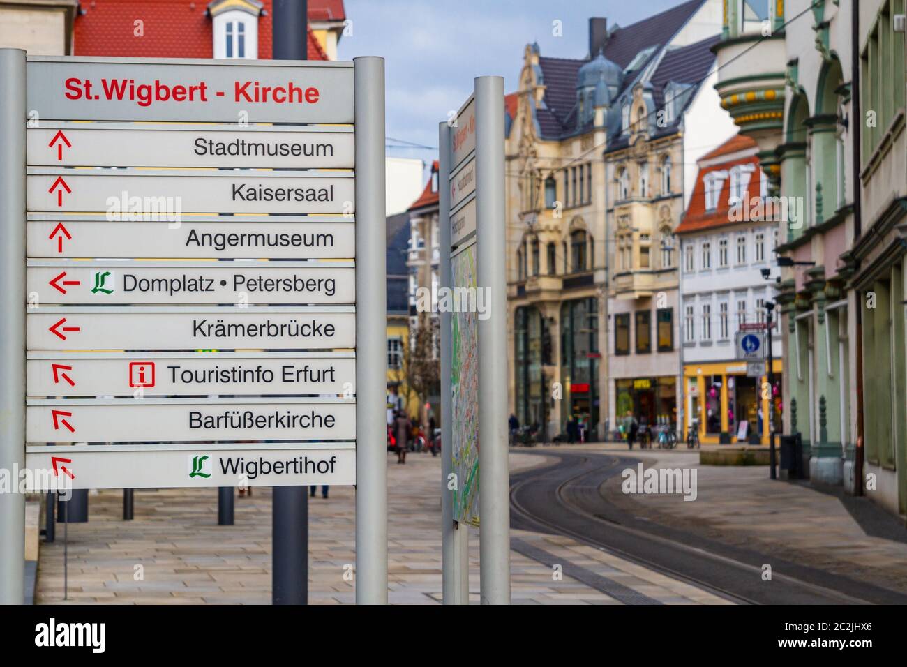 Tourist guidance system Erfurt city centre Stock Photo