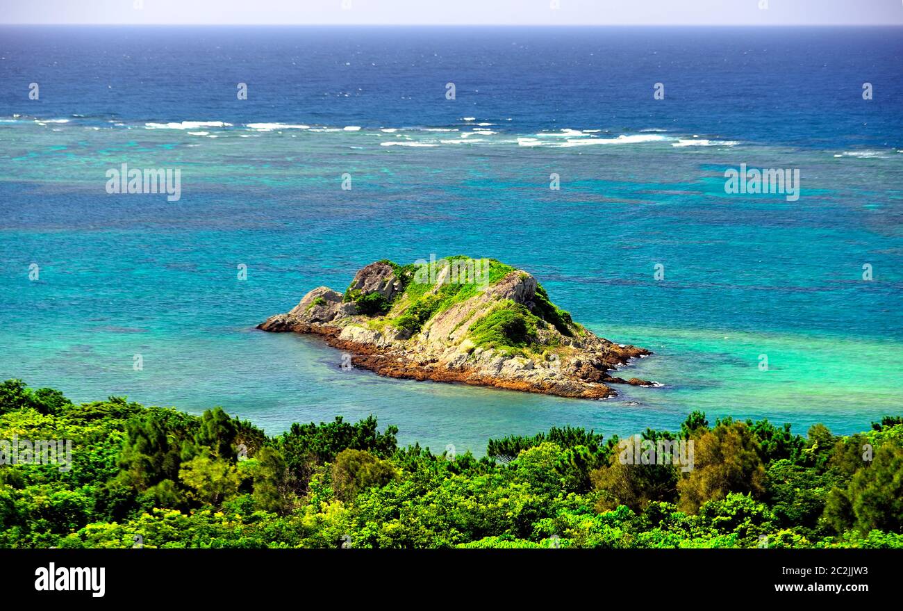 Smal Islet, View, From Tamatorizaki Observation Platform, Ishigaki, Yahema Islands, Okinawa, Japan Stock Photo