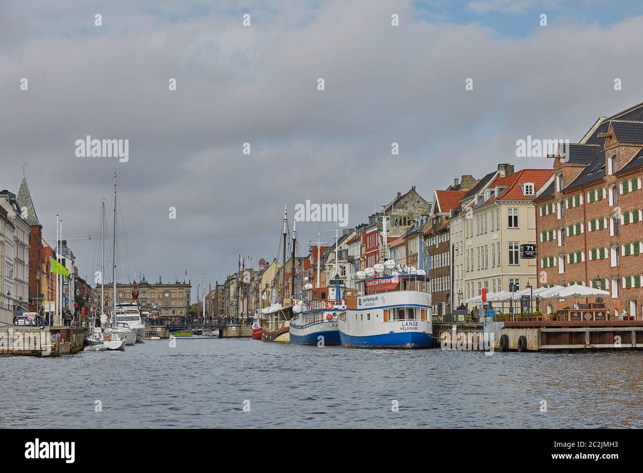 Canal Tour: beautiful view on Copenhagen water front. Canal Tours Copenhagen is a wonderful way of s Stock Photo