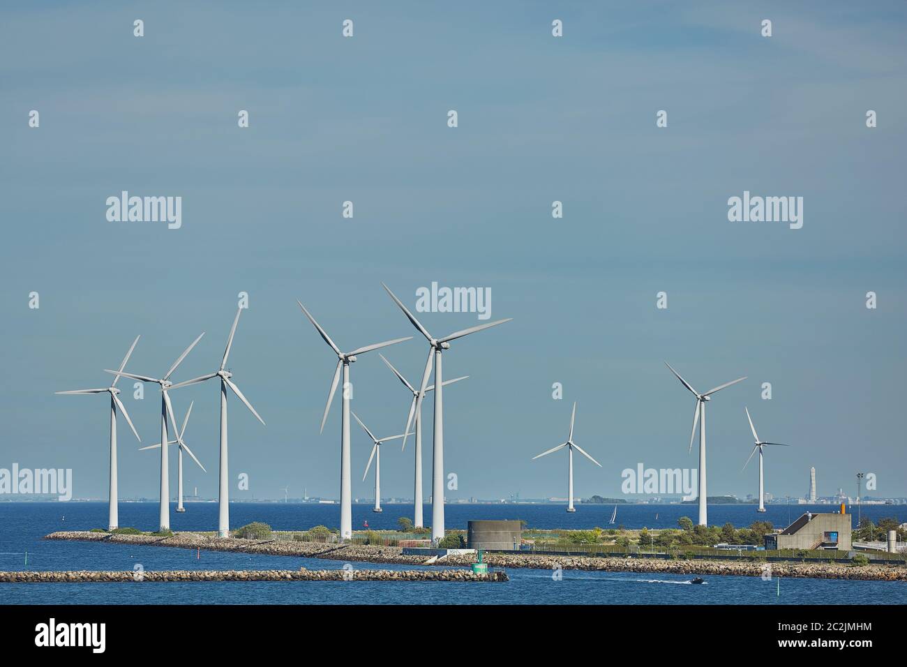 Offshore wind turbines park in Copenhagen Wind is an highlyavailable