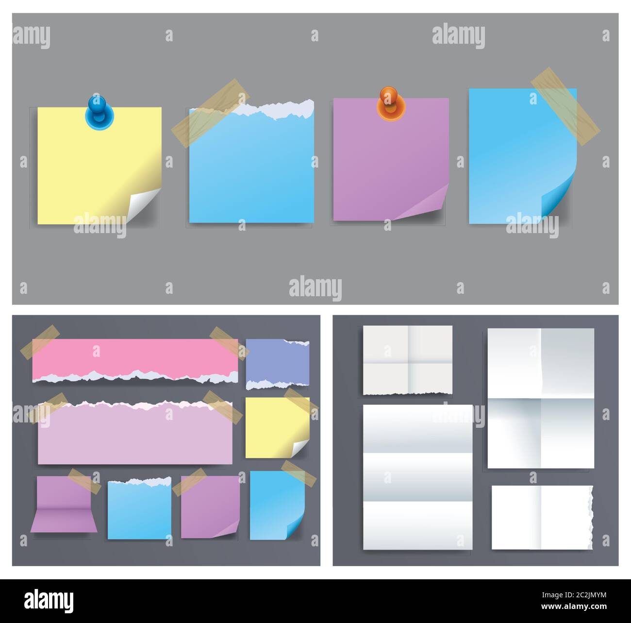 set of attachment banners paper icons vector illustration design Stock ...