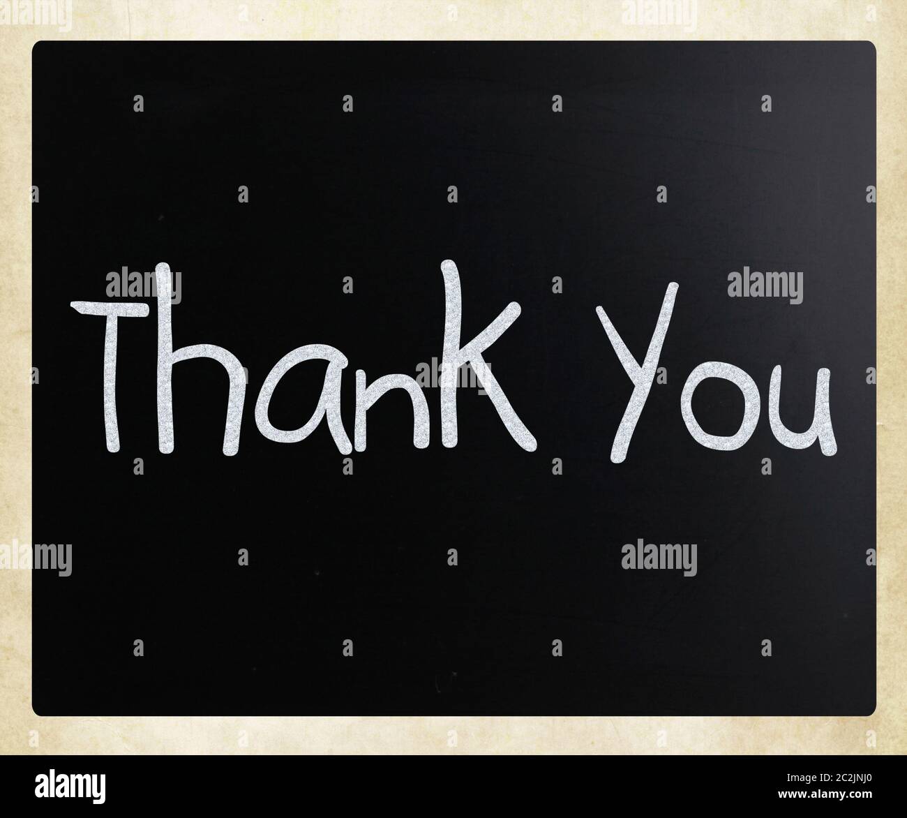 "Thank you" handwritten with white chalk on a blackboard Stock Photo ...