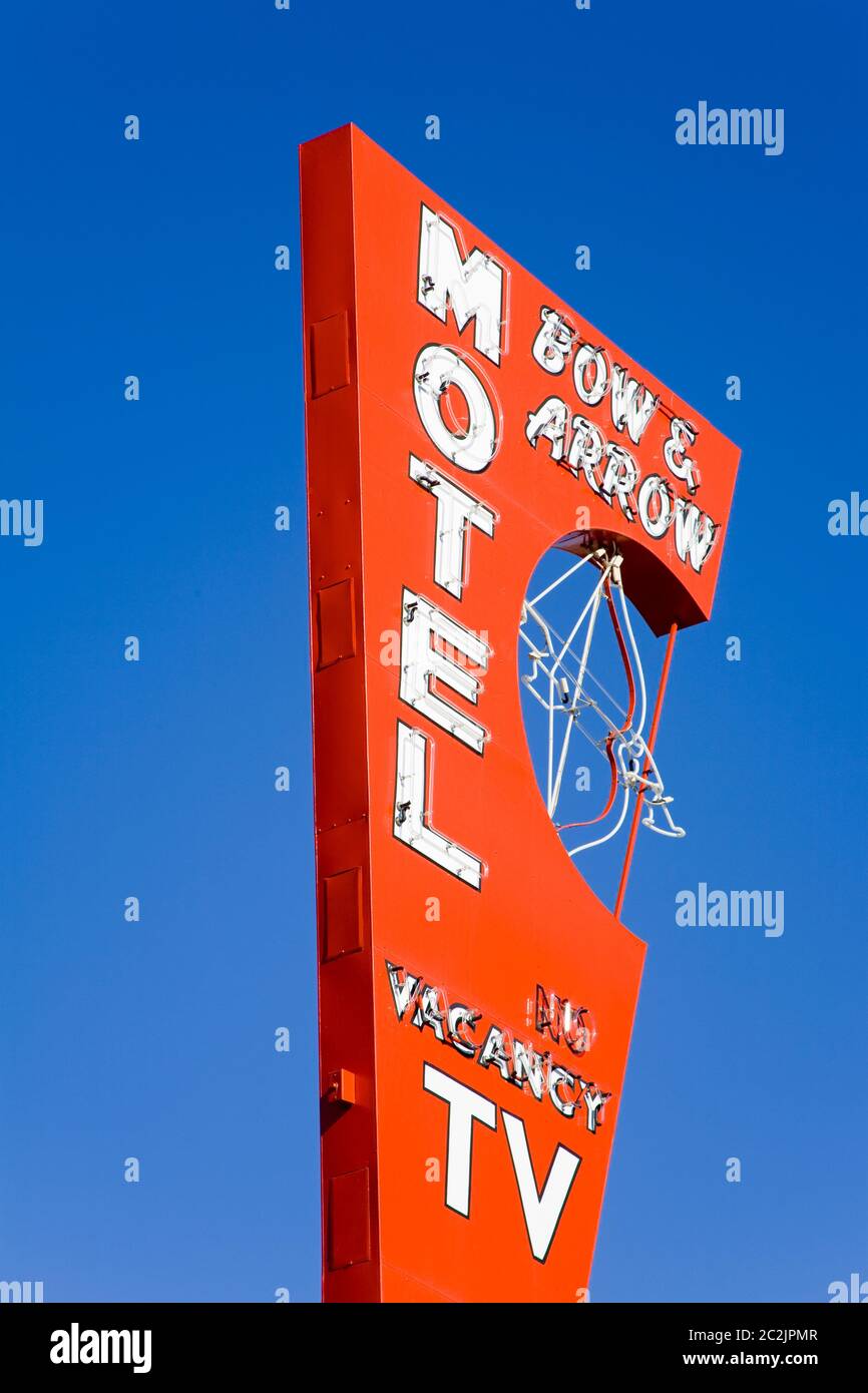 Bow & Arrow Motel sign, Neon Boneyard Park, Las Vegas, Nevada, USA, North America Stock Photo