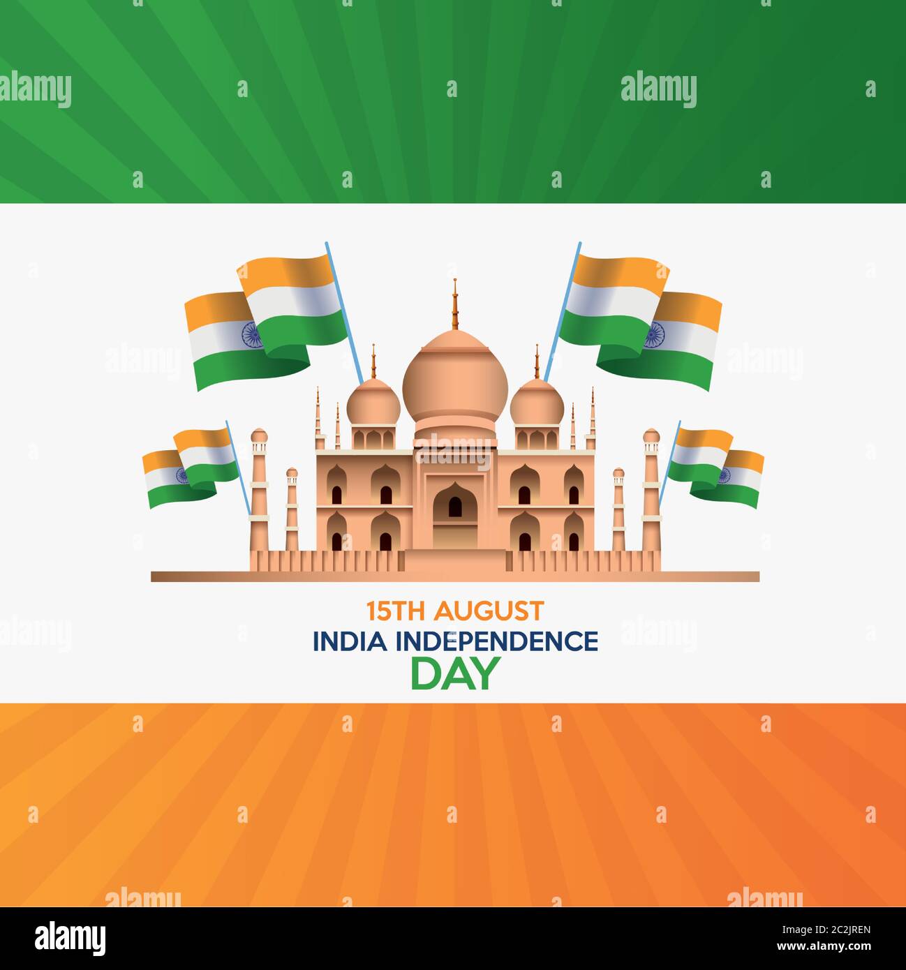 India independence day celebration with taj mahal mosque and flags ...
