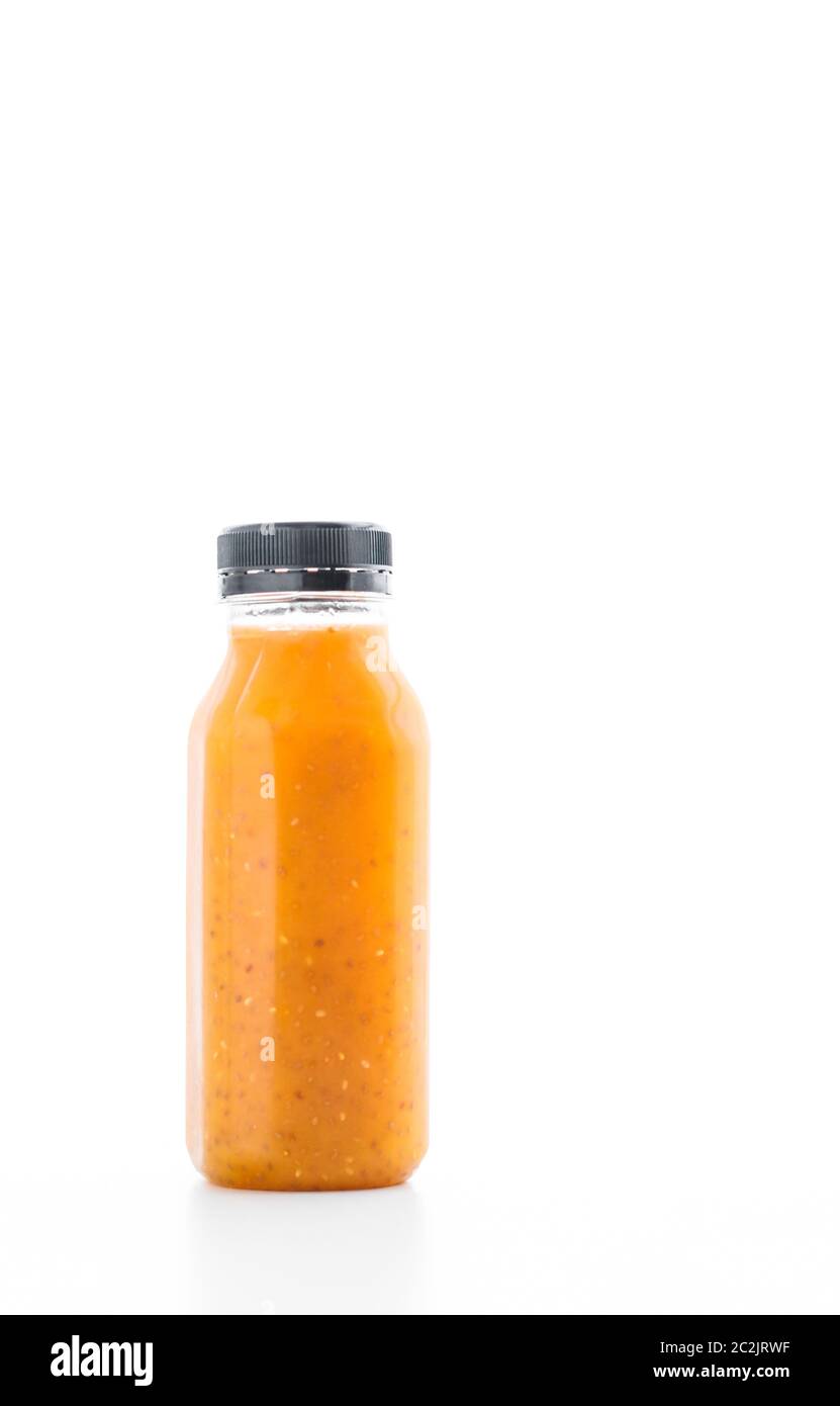 Detox fruit smoothie juice in a bottle, diet catering delivery