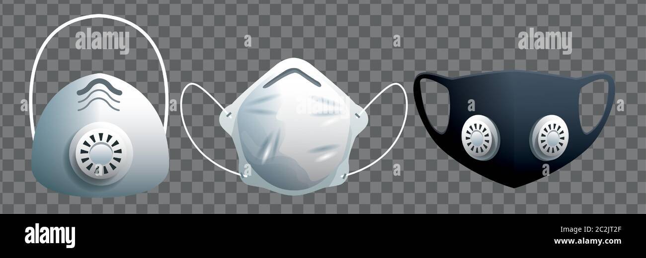 set of medical masks breathing protective respiratory vector ...