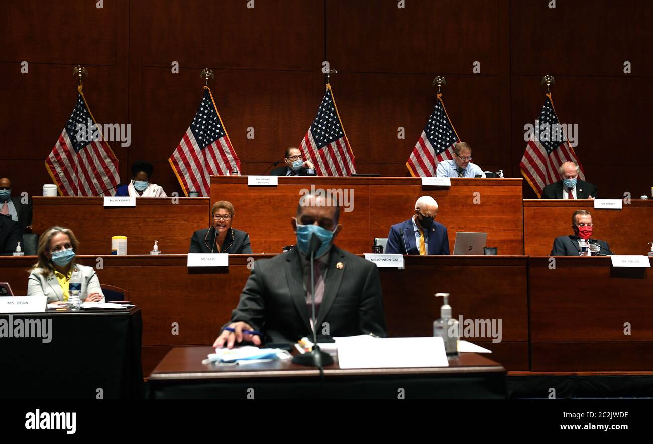 Members of the United States House Judiciary Committee markup H.R. 7120, the 'George Floyd Justice in Policing Act of 2020,' on Capitol Hill in Washington, DC on Wednesday, June 17, 2020. The bill reforms policing in the United States, including provisions to stop police misconduct, and the use of excessive force. Credit: Kevin Dietsch/Pool via CNP /MediaPunch Stock Photo