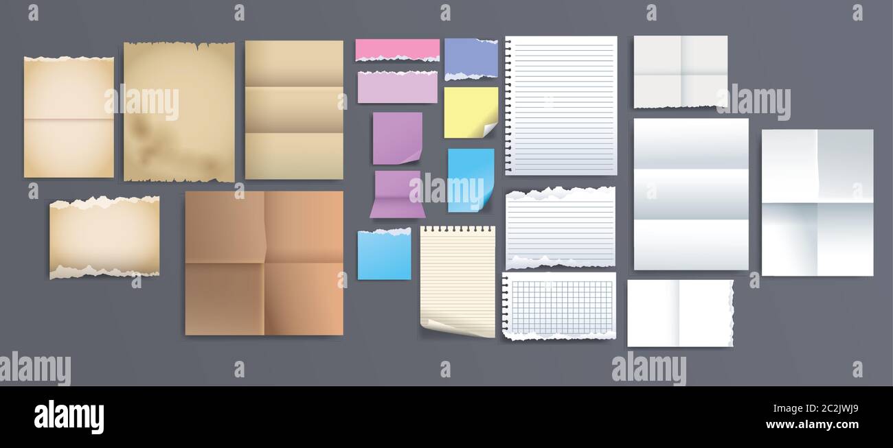 set of attachment banners paper icons vector illustration design Stock ...