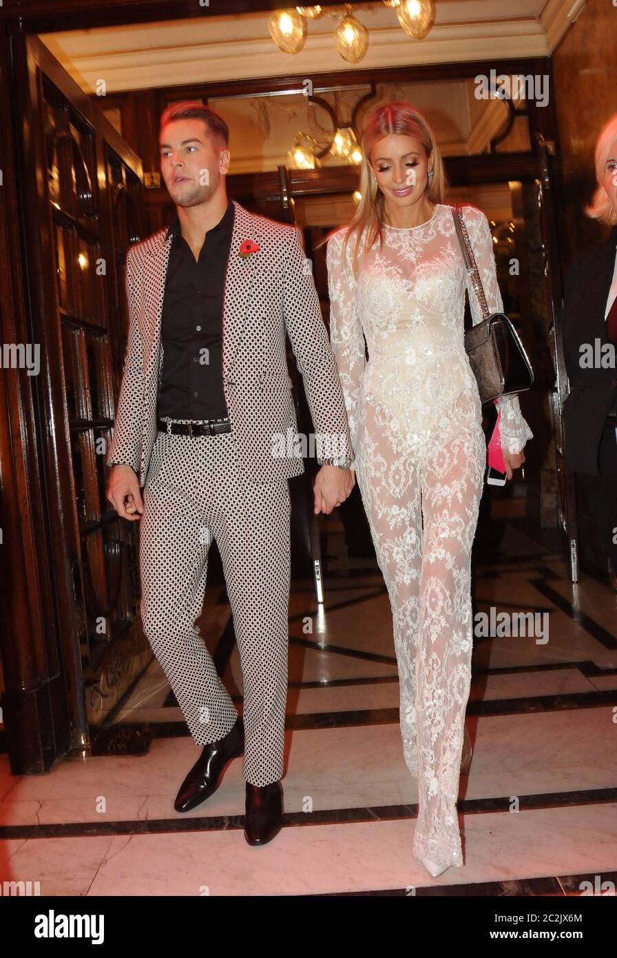 Chris Hughes and Olivia Attwood leave the after show party at Aqua for the  ITV Summer Gala at the London Palladium Stock Photo - Alamy