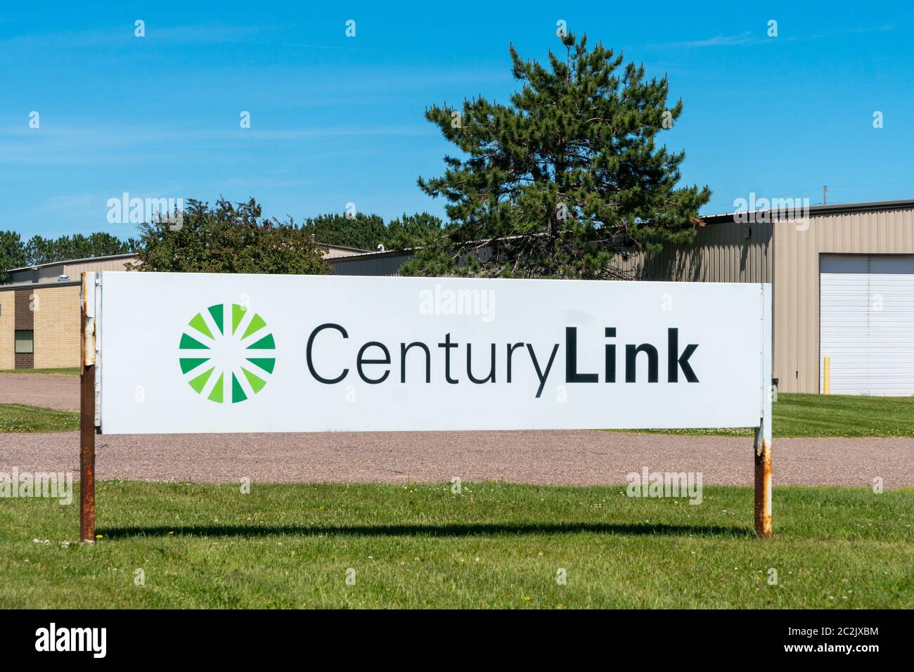 RICE LAKE, WI/USA - JUNE 14, 2020: CenturyLink exterior sign and trademark logo. Stock Photo