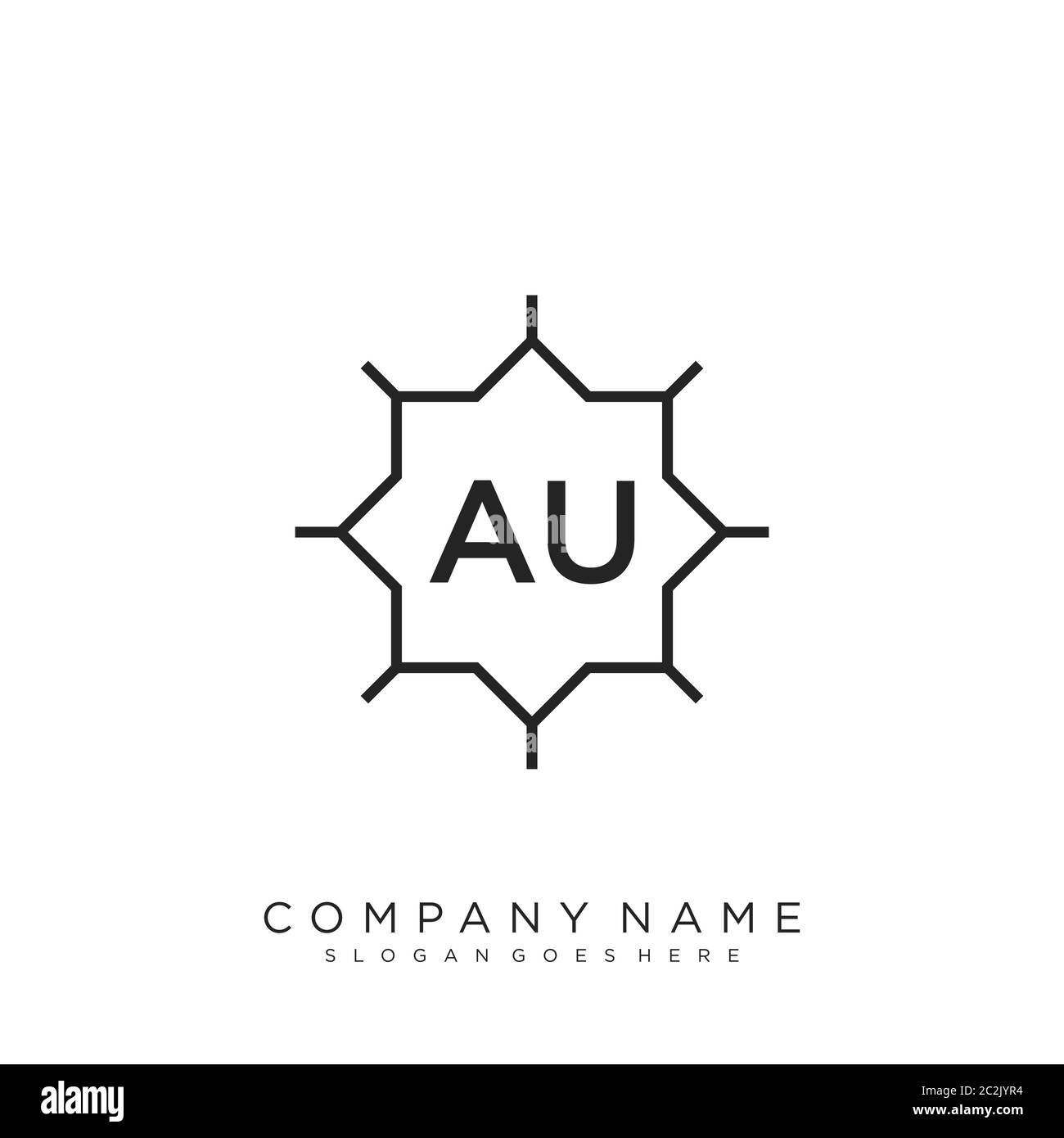 Initial letter AU beauty handwriting logo vector Stock Vector