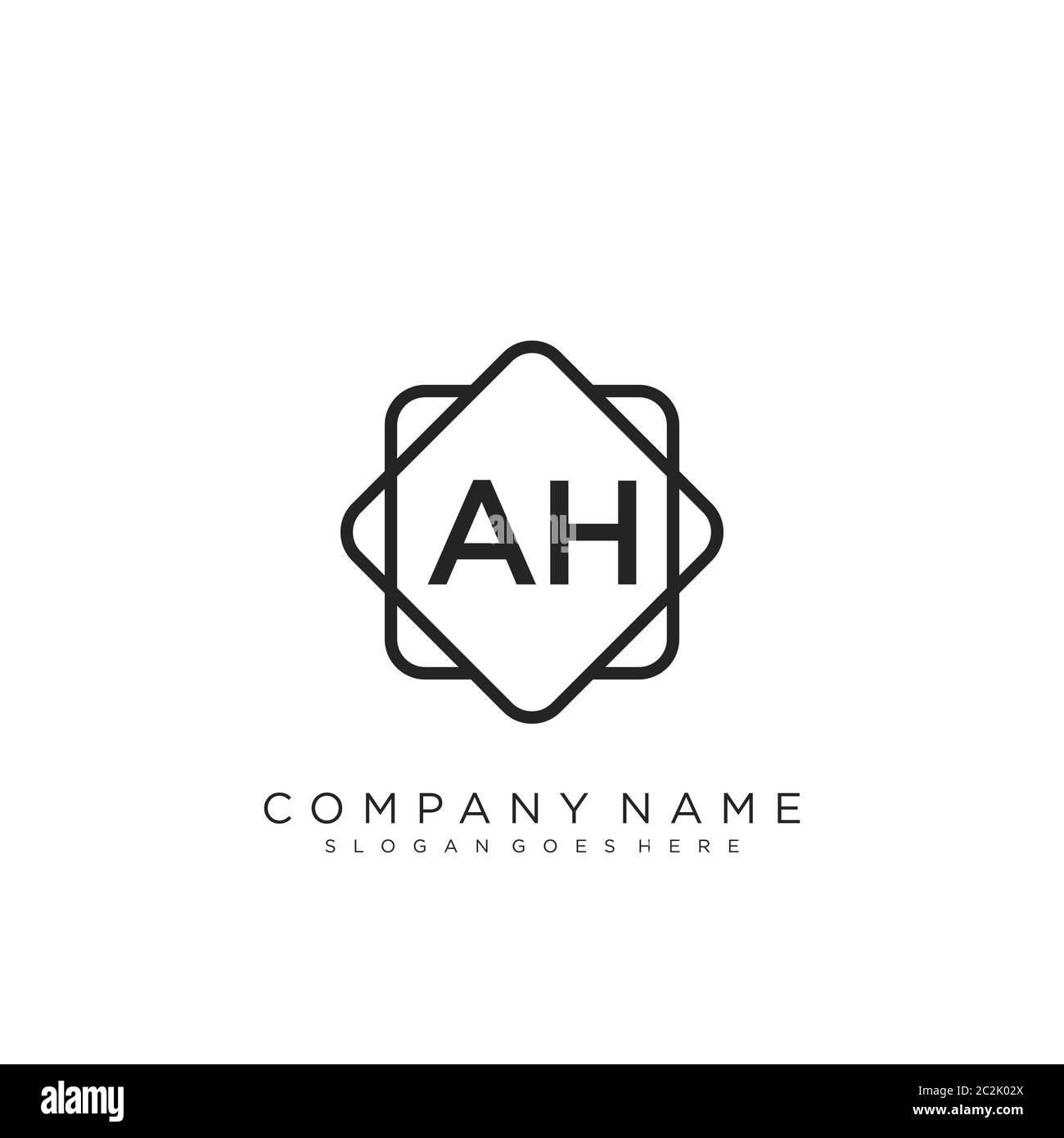 Initial letter AH beauty handwriting logo vector Stock Vector