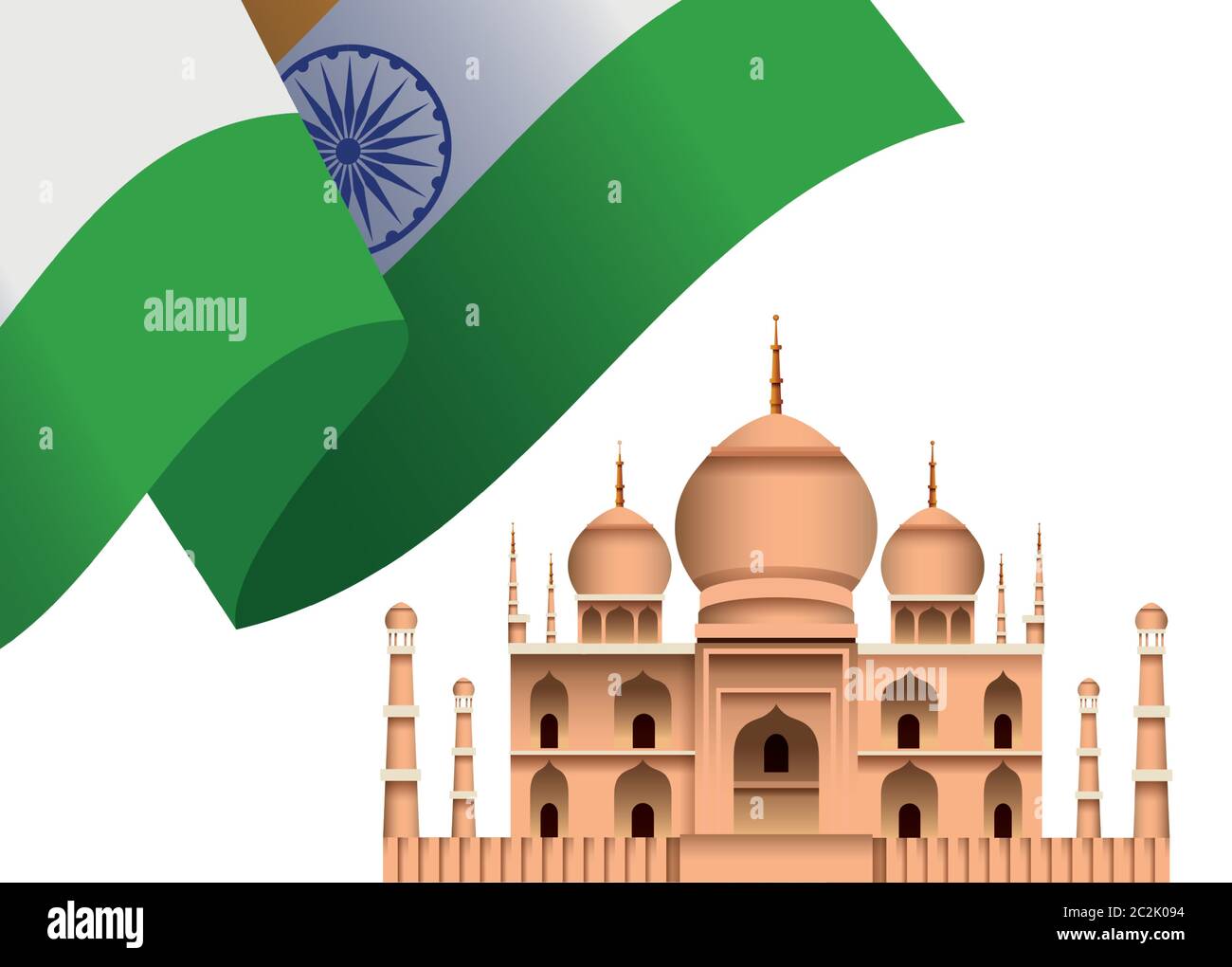 India independence day celebration with taj mahal mosque and flag ...