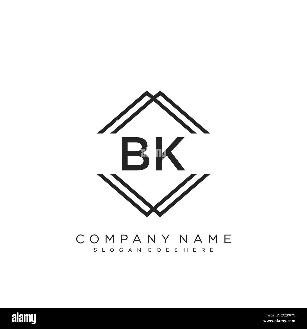 Initial letter BK beauty handwriting logo vector Stock Vector