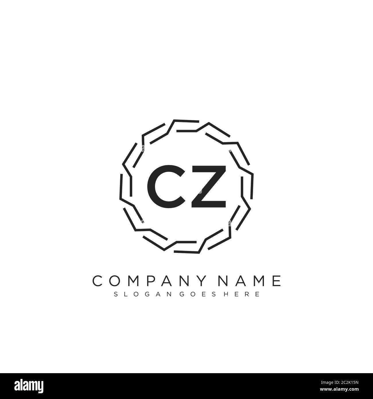 Initial letter CZ beauty handwriting logo vector Stock Vector