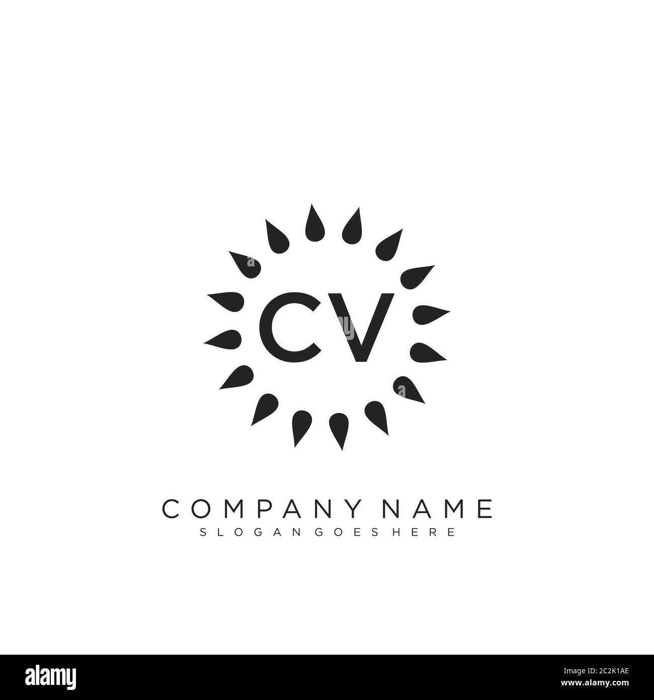 Initial letter CV beauty handwriting logo vector Stock Vector
