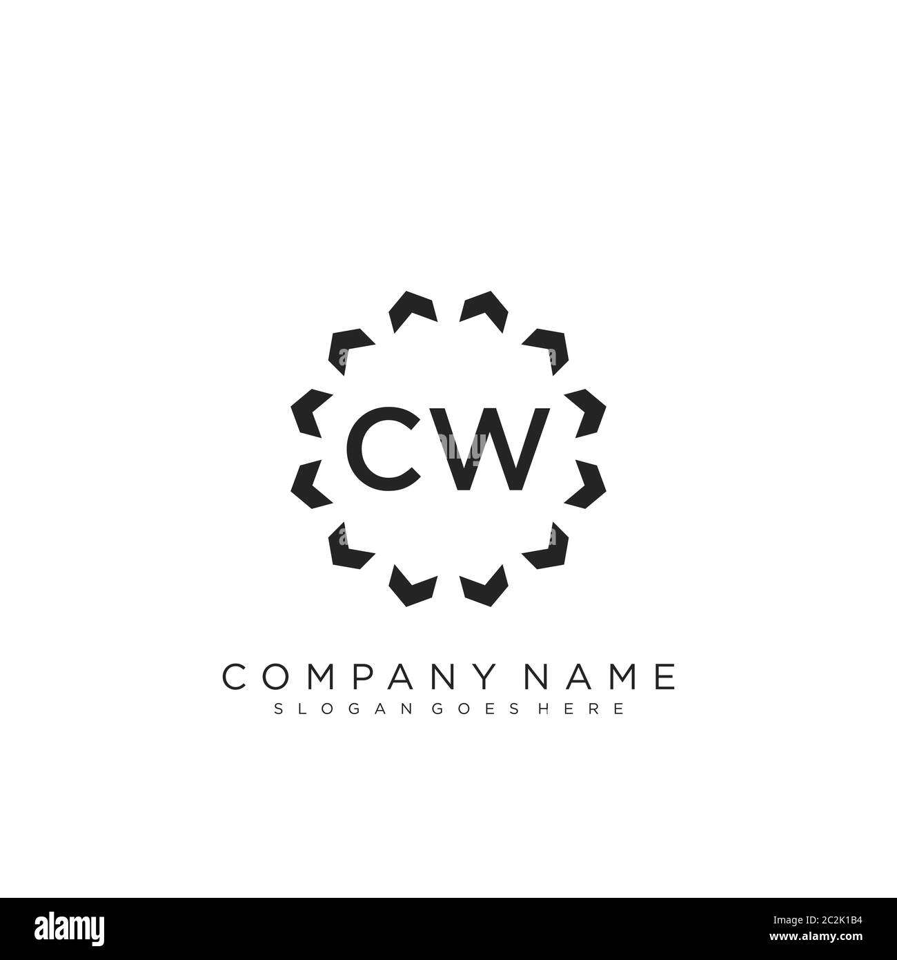 Initial letter CW beauty handwriting logo vector Stock Vector