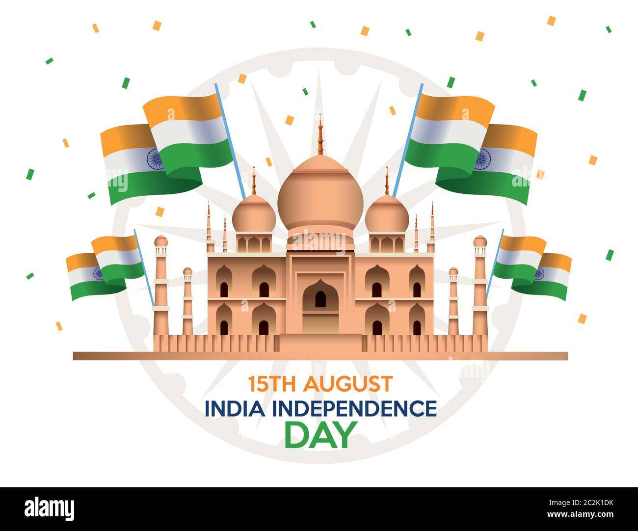 India independence day celebration with taj mahal mosque and flags ...