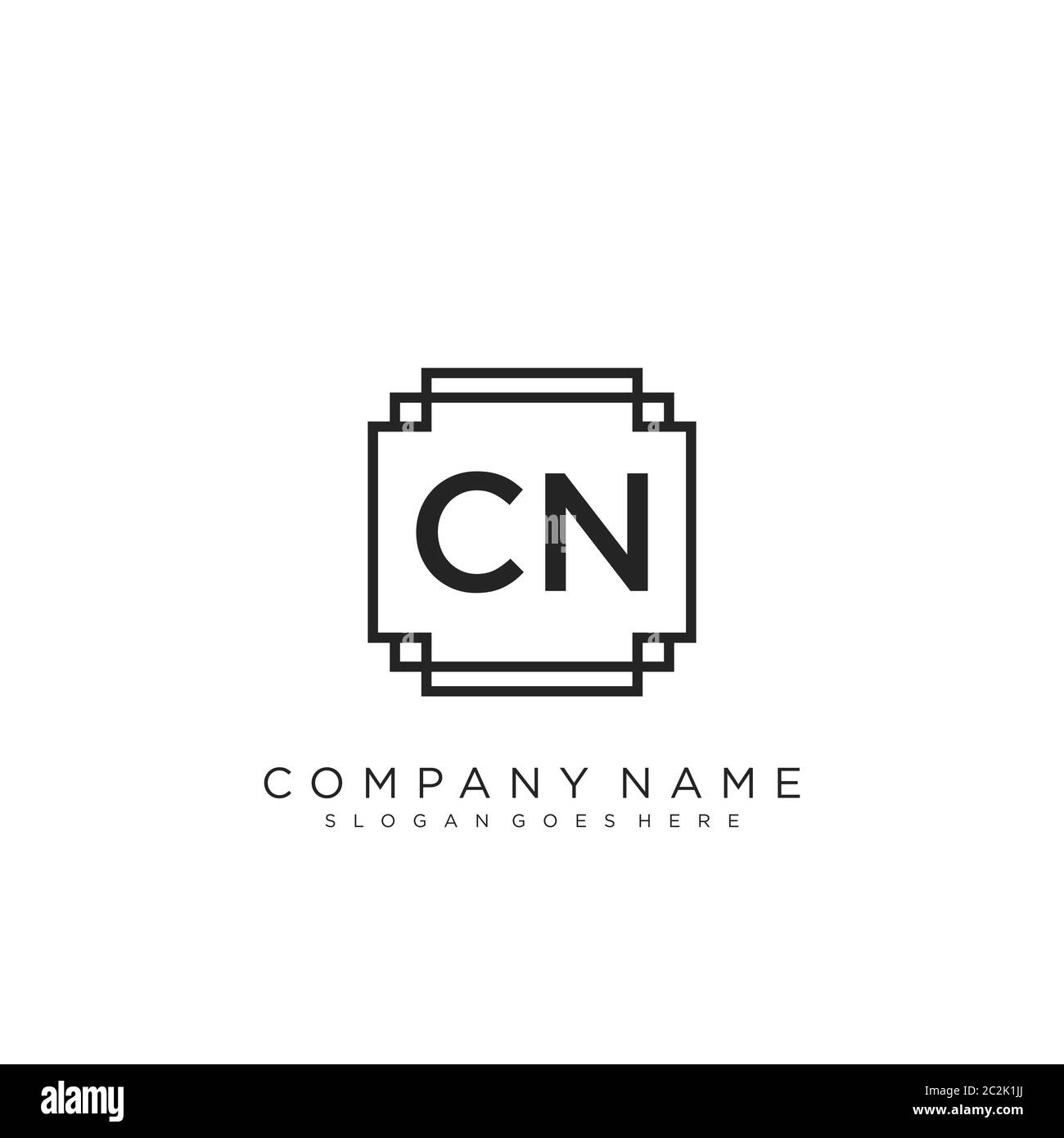 Initial letter CN beauty handwriting logo vector Stock Vector