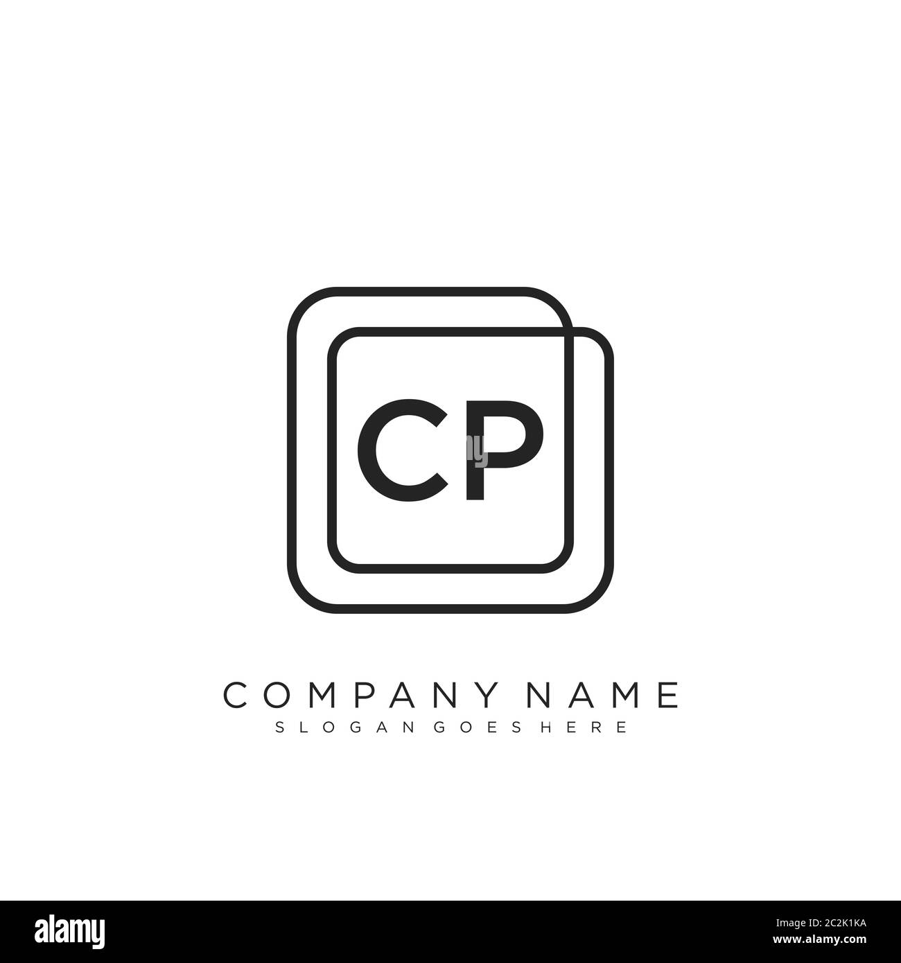 Initial letter CP beauty handwriting logo vector Stock Vector