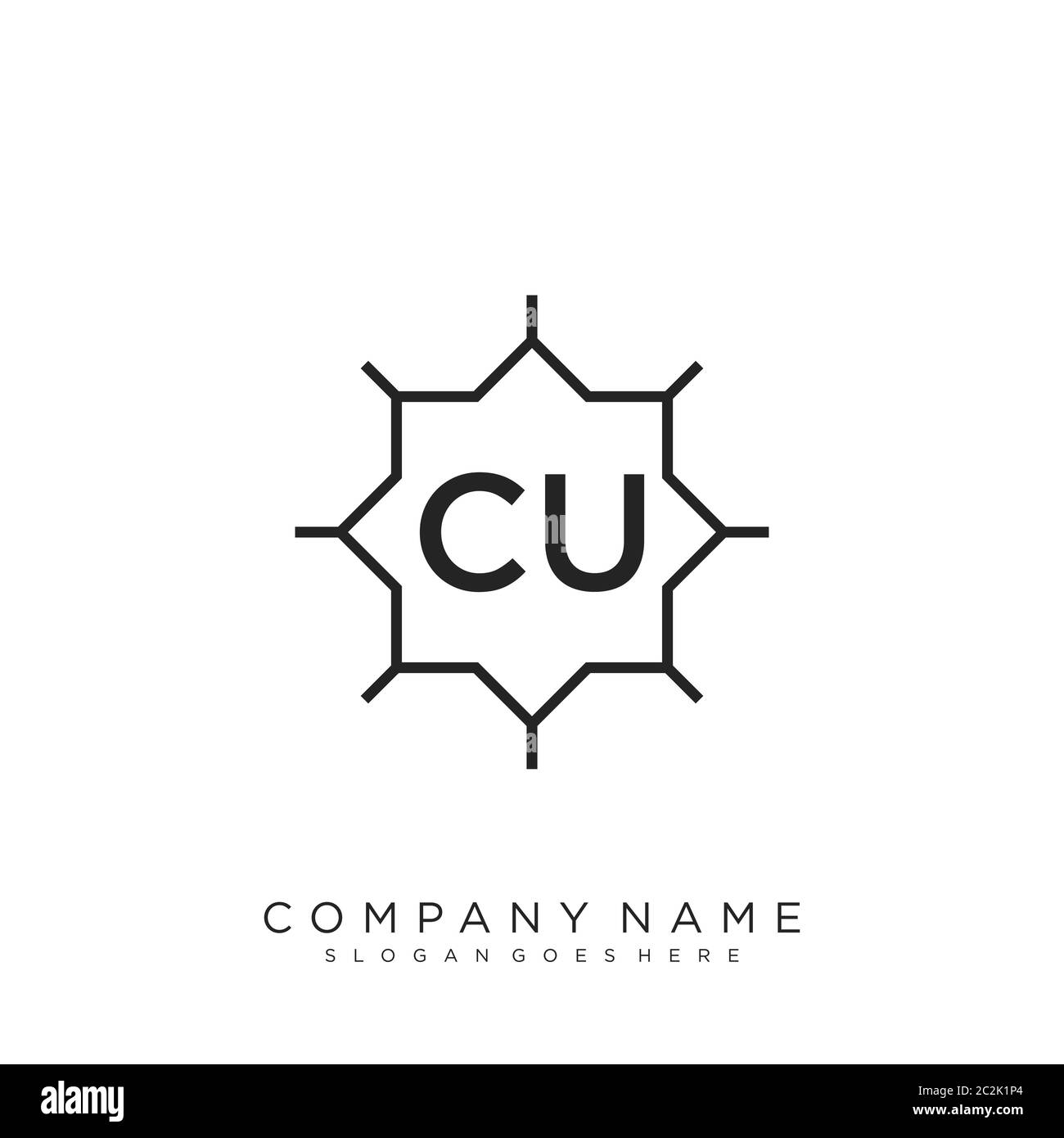 Initial letter CU beauty handwriting logo vector Stock Vector