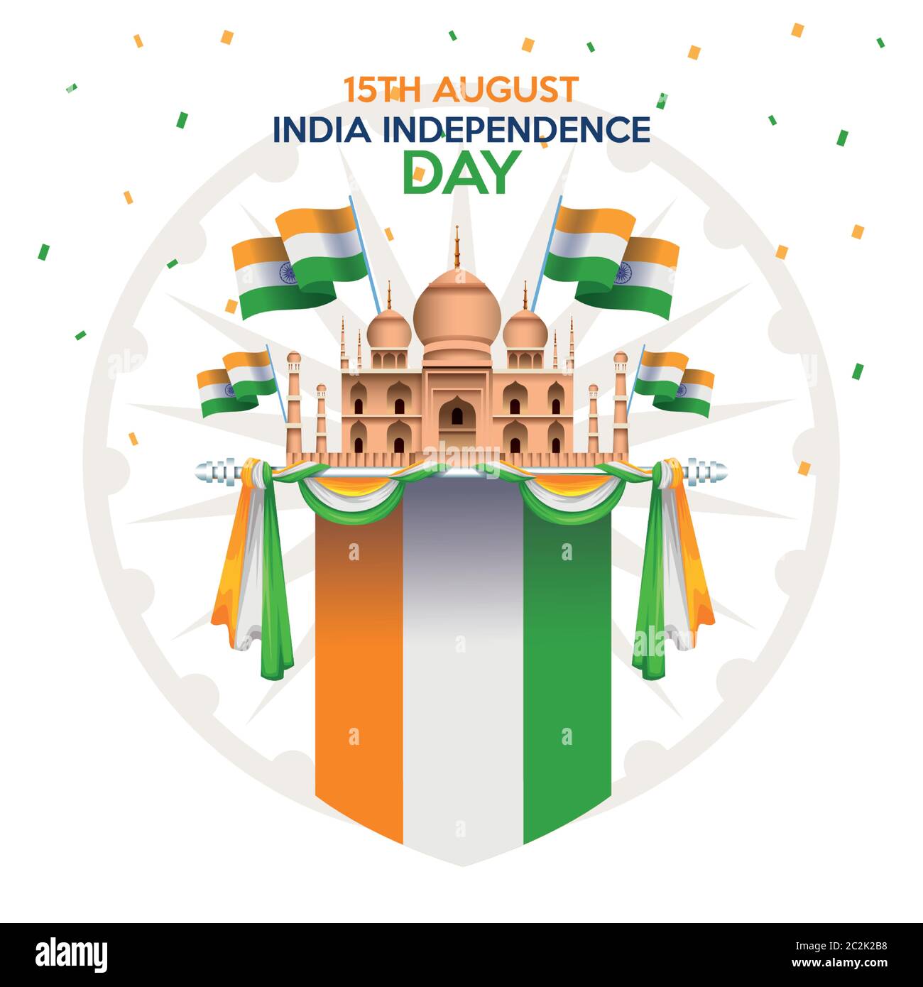 India independence day celebration with taj mahal mosque and flags ...
