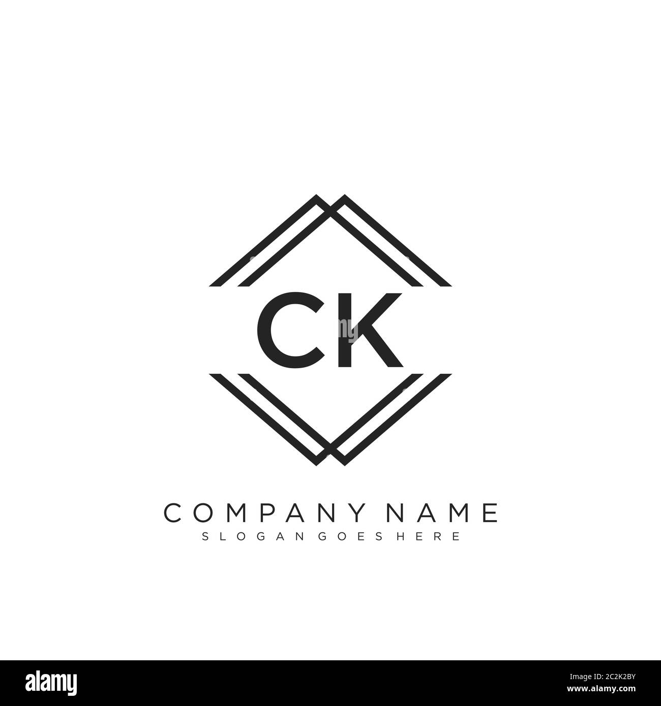 Initial letter CK beauty handwriting logo vector Stock Vector
