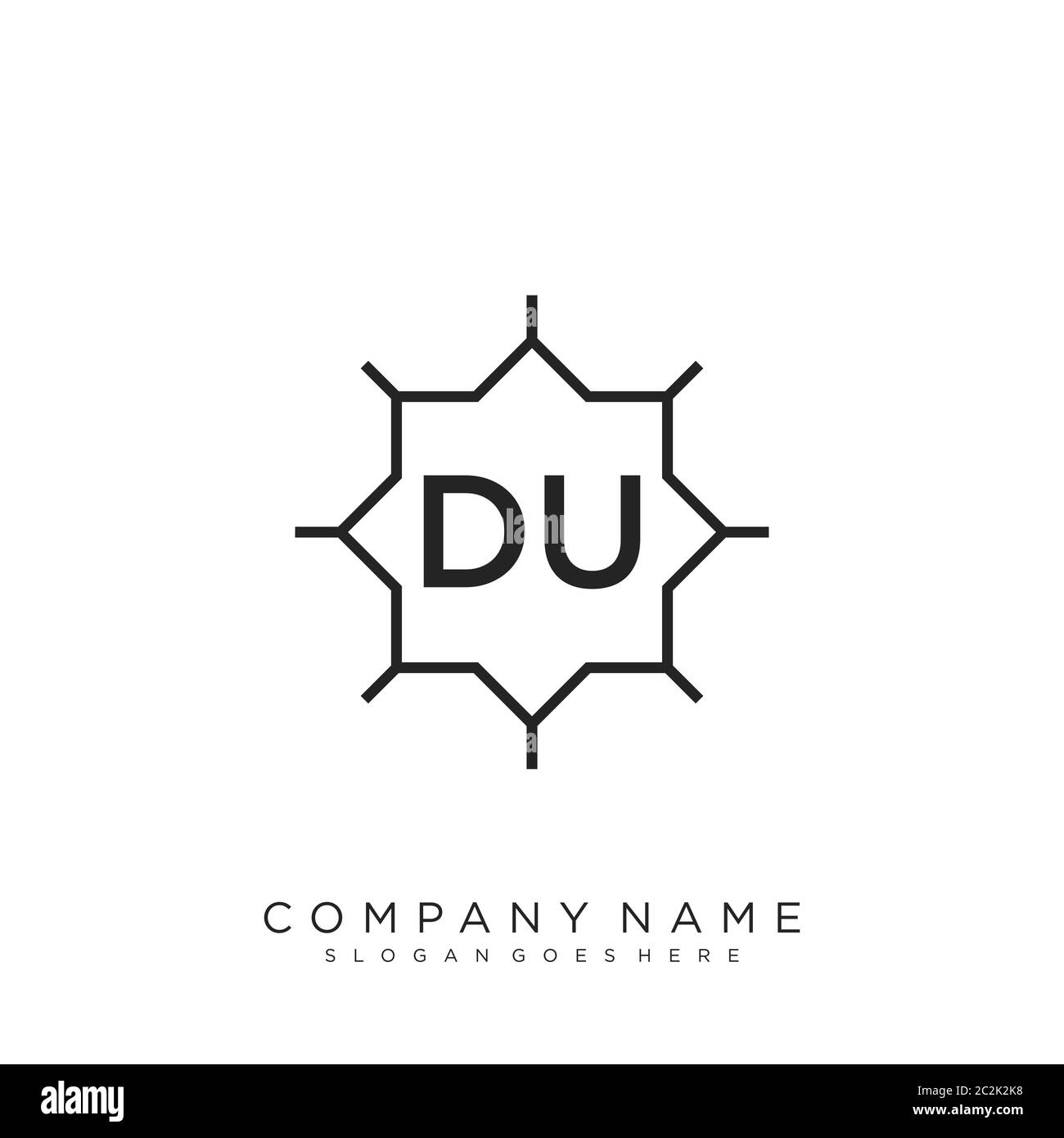 Initial letter DU beauty handwriting logo vector Stock Vector