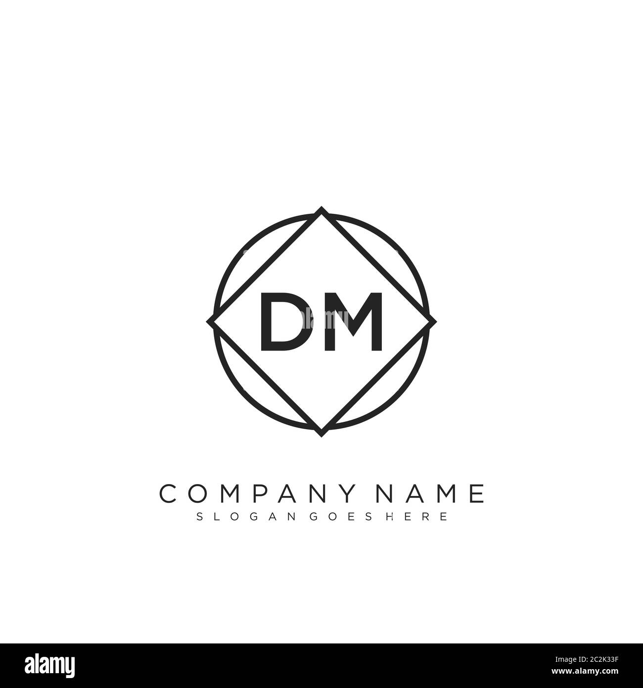 Initial letter DM beauty handwriting logo vector Stock Vector