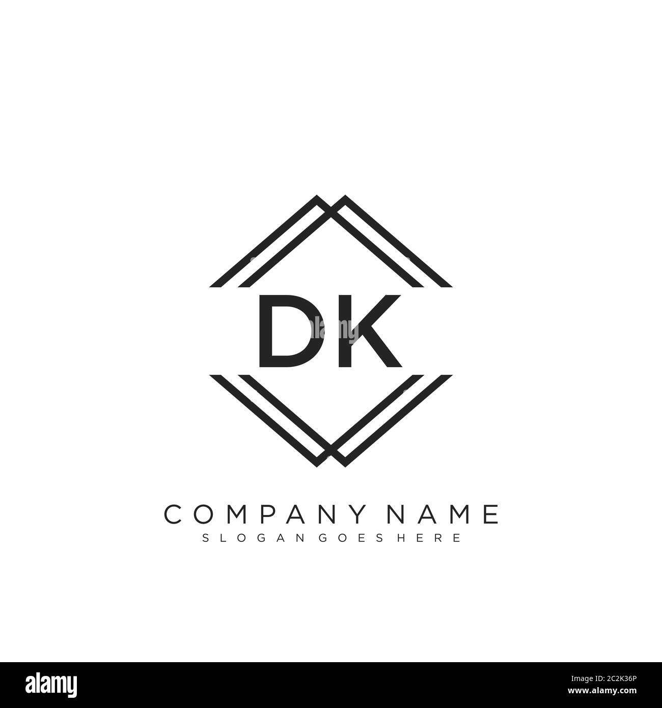 Initial letter DK beauty handwriting logo vector Stock Vector