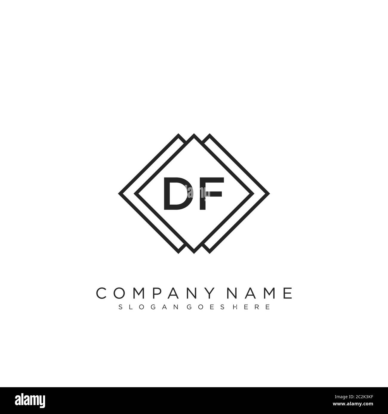 Initial letter DF beauty handwriting logo vector Stock Vector
