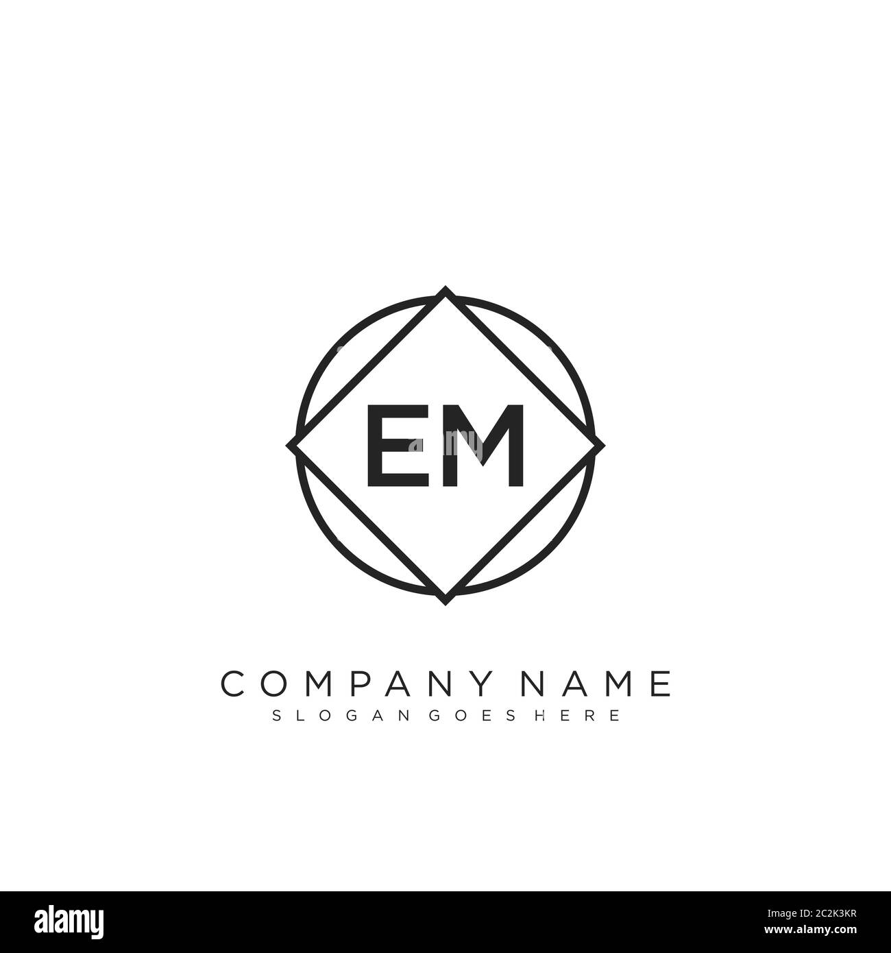 Initial letter EM beauty handwriting logo vector Stock Vector